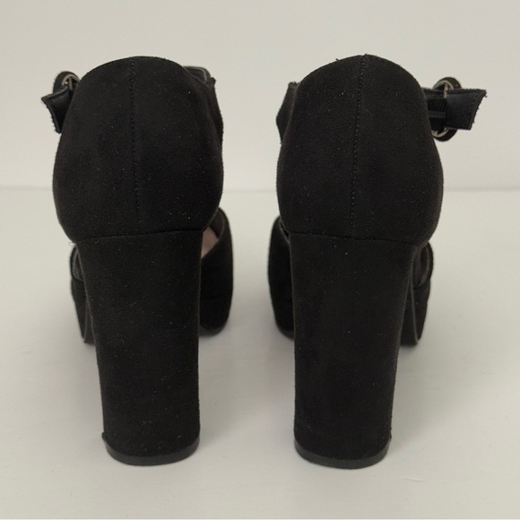 Limelight Lilia-Women's Chunky High Heel Ankle Strap Closed Toe Faux Suede Pumps - Picture 12 of 13